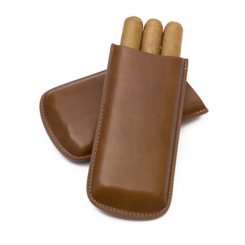 Best genuine Leather 2 Finger Cigar Case in Dark Brown