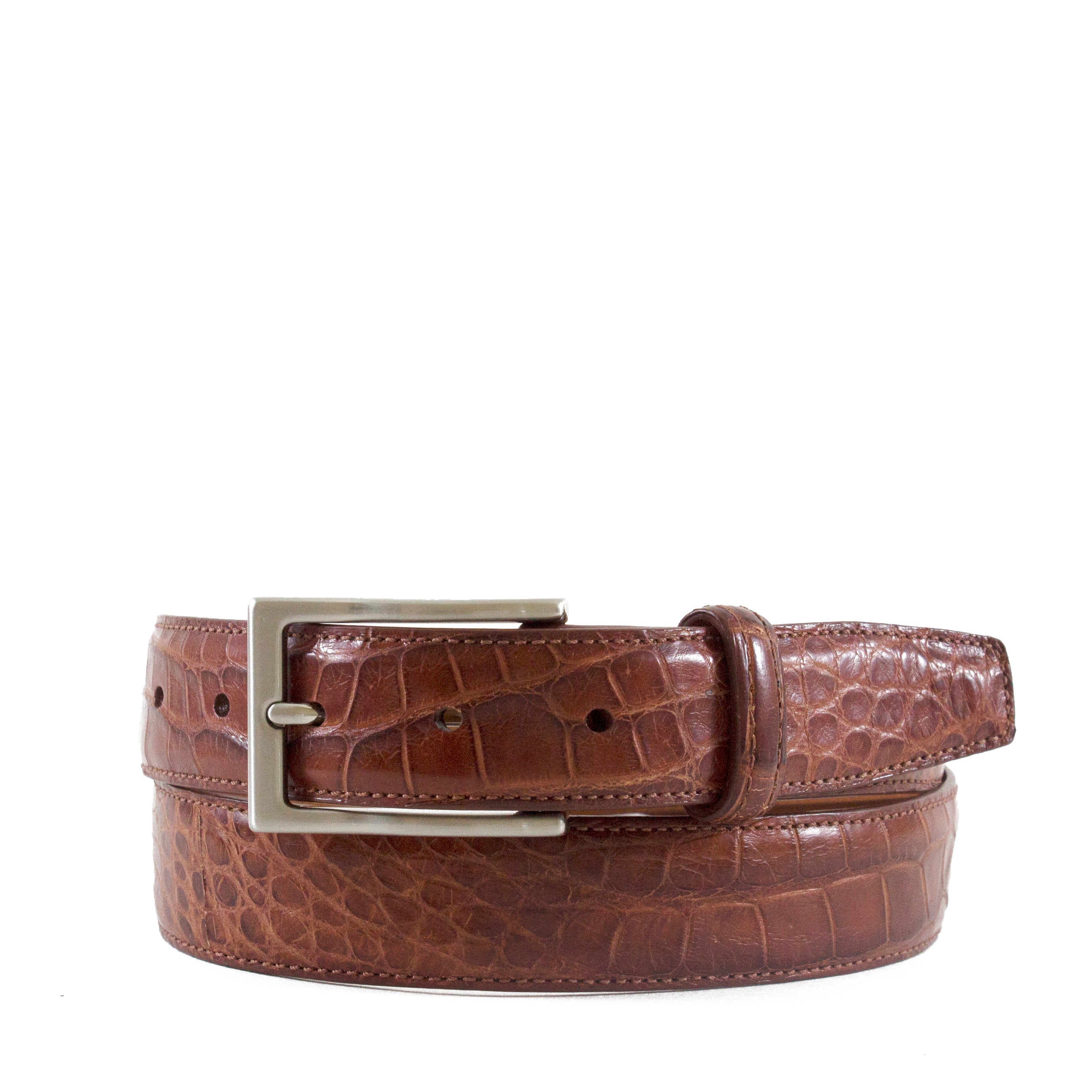 Classic leather belt with matt black H buckle - Alligator – ABP Concept