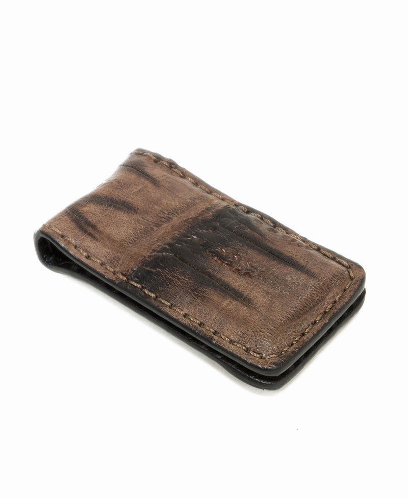 Crocodile Money Clip Wallet Brown